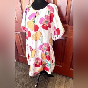Velvet by Graham & Spencer Rachel Cream Floral Mini Dress Silk Blend Small